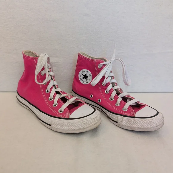 Converse Women 6 Pink High Top Shoes Sneakers Streetwear Classic Coquette Casual - Picture 4 of 8